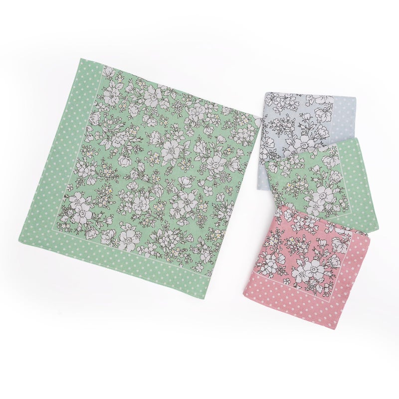 HOULIFE Handkerchief for Women, Soft Cotton Floral Printing Handkerchiefs Ladies Women Hankies Assorted Color (Mixed 1-6pcs) - Image 2